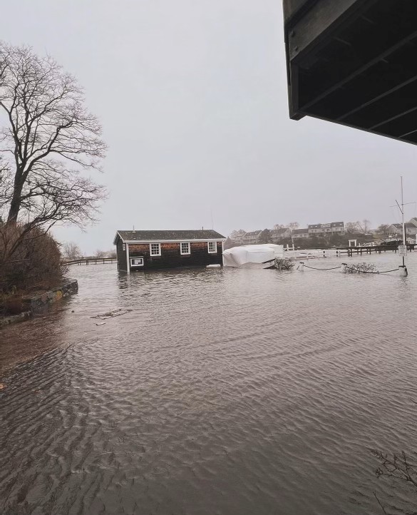 Floodwater surrounding the AYC clubhouse