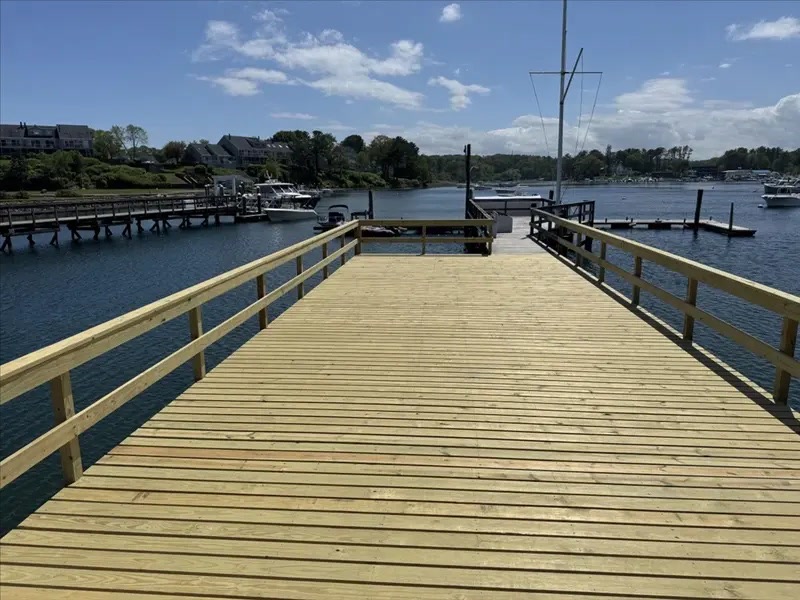 Rebuilt upper dock extending toward York Harbor